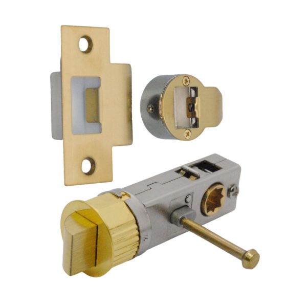 Quick Latch - Round Push Button Privacy Latch 71mm (57mm Backset) Satin Brass
