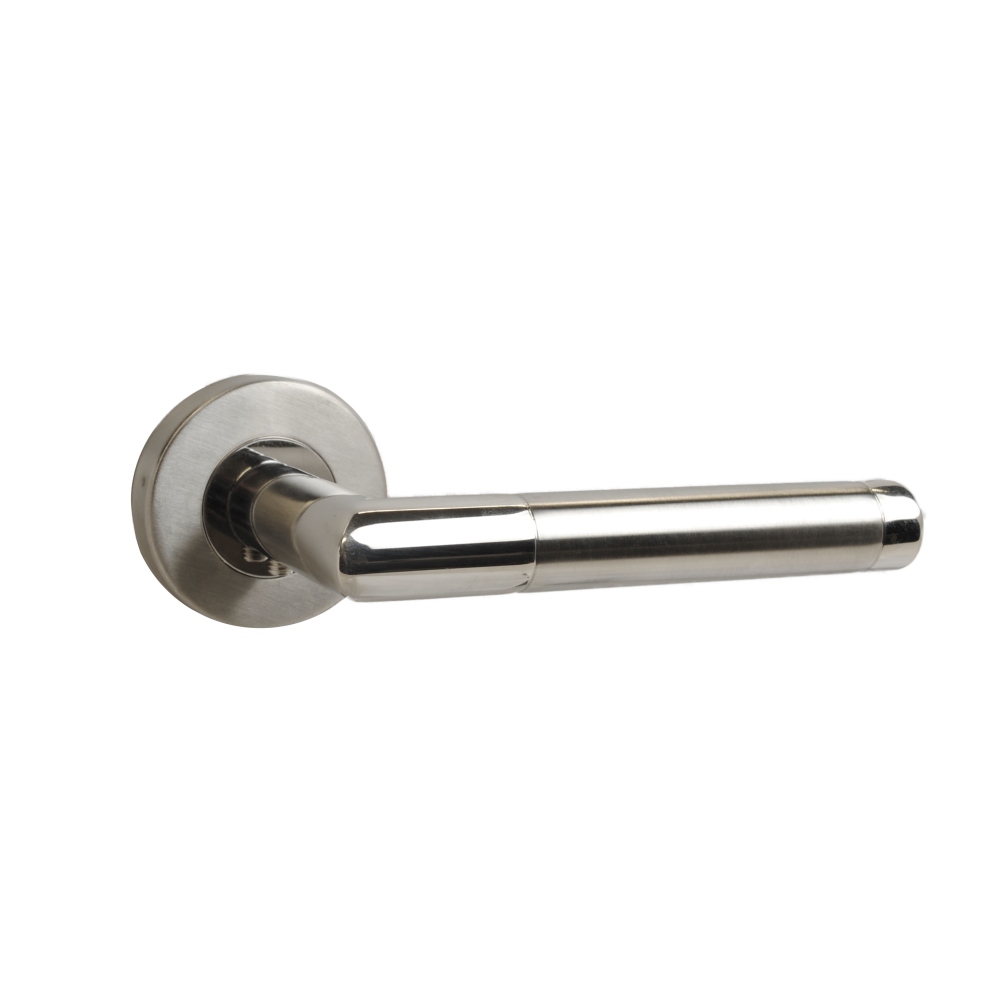 Vibe Dubel Door Handle on Satin & Polished Stainless Steel for Internal Doors