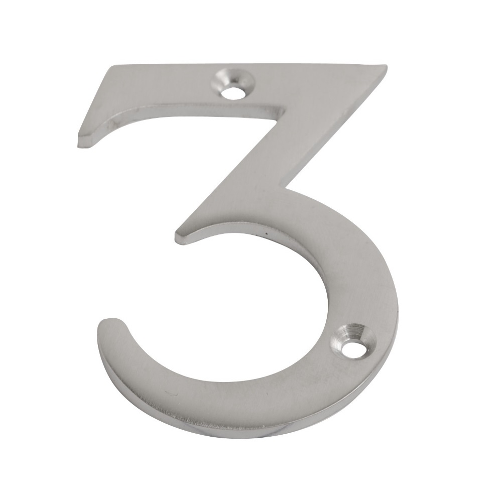 Numeral Figure 3 Satin Chrome 75mm (Retail Pack of 1)