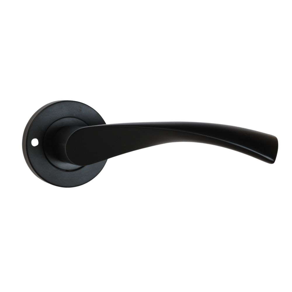 Twirl Lever on Rose Push Button Privacy Handle Matt Black