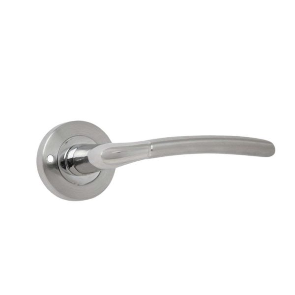 IOS Lever on Rose Push button Privacy handle Satin/Polished Chrome