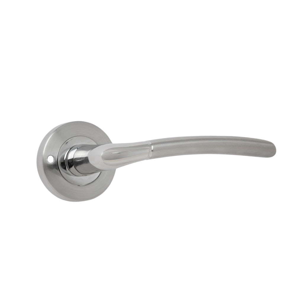 IOS Lever on Rose Push button Privacy handle Satin/Polished Chrome