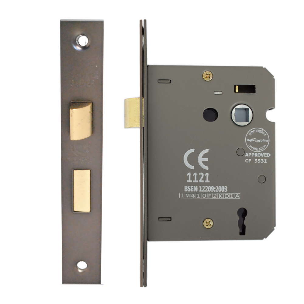 3 Lever Sashlock 75mm CE/UKCA Rated Black Nickel