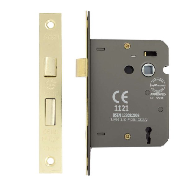 3 Lever Sashlock 75mm CE/UKCA Rated Satin Brass