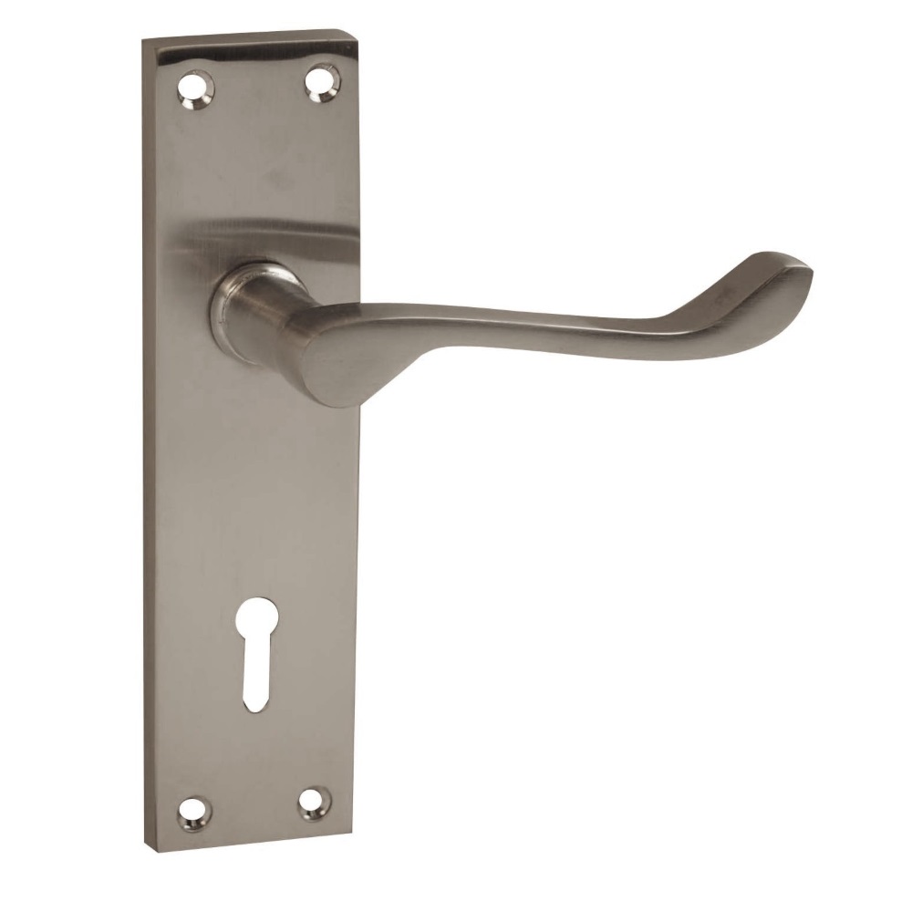 Victorian Premium Scroll Lever Lock Satin Chrome 40mm x 150mm