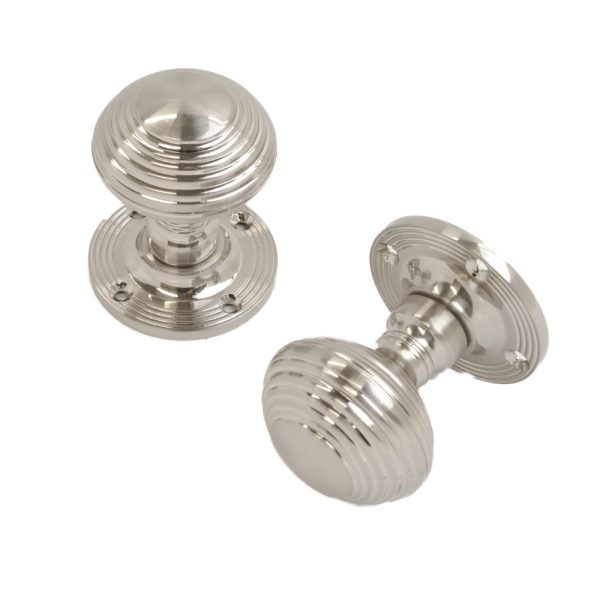 Reeded Mortice Knob Satin Nickel