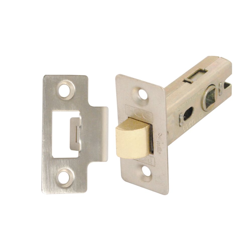 Tubular Latch (Bolt Through) CE/UKCA Rated Satin Nickel Plated