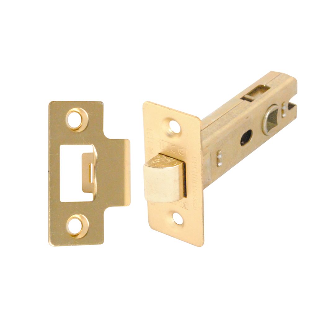 Tubular Latch (Bolt Through) 75mm CE/UKCA Rated Electro Brass