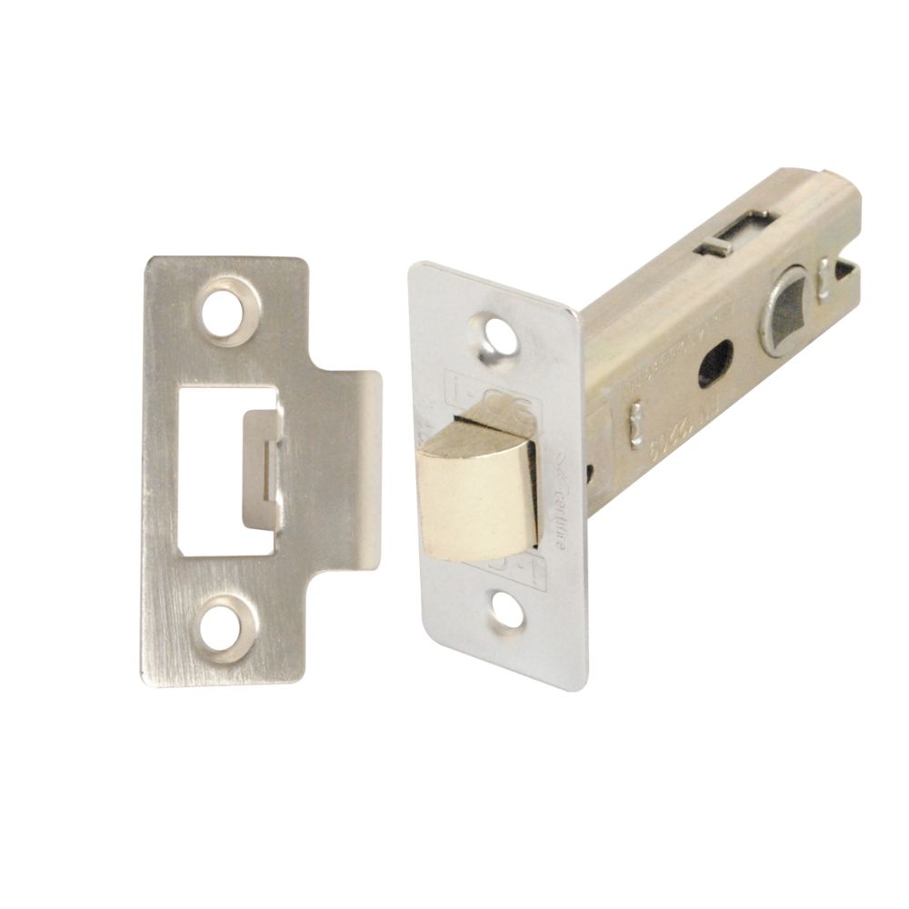 Tubular Latch (Bolt Through) 75mm CE/UKCA Rated Satin Nickel Plated