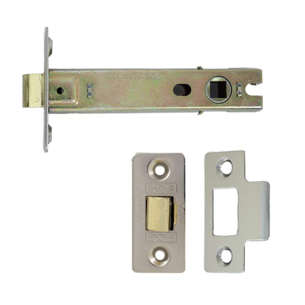 Tubular Latch (Bolt Through) 100mm CE/UKCA Rated Satin Nickel Plated