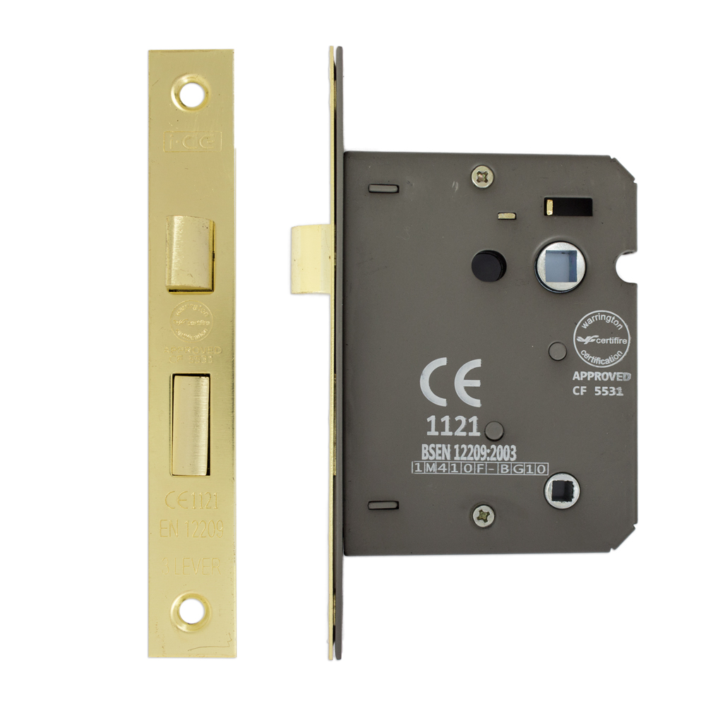 Bathroom Lock 75mm CE/UKCA Rated Electro Brass
