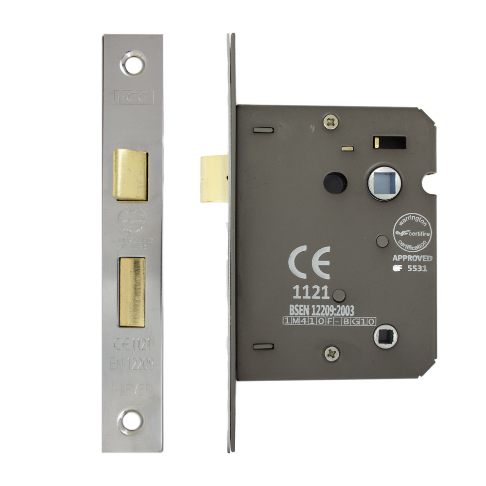 Bathroom Lock 75mm CE/UKCA Rated Nickel Plated