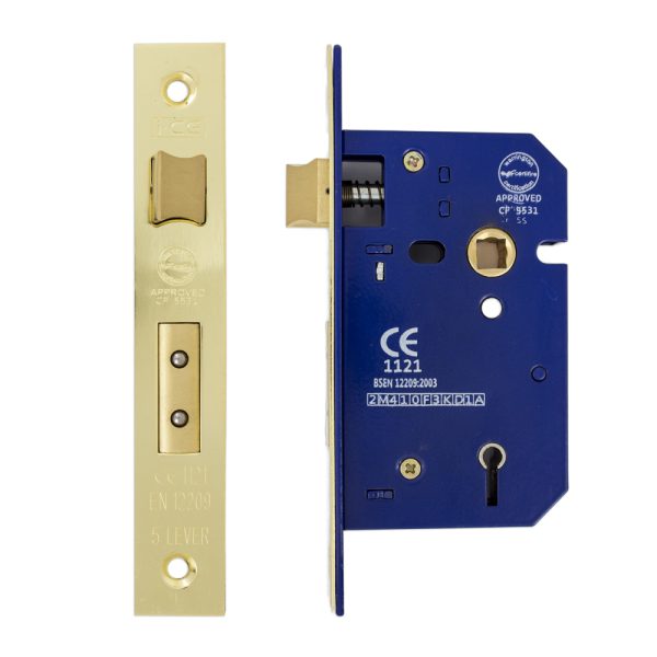 5 Lever Sashlock 63mm CE/UKCA Rated Electro Brass