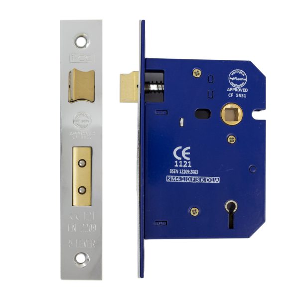 5 Lever Sashlock 75mm CE/UKCA Rated Nickel Plated