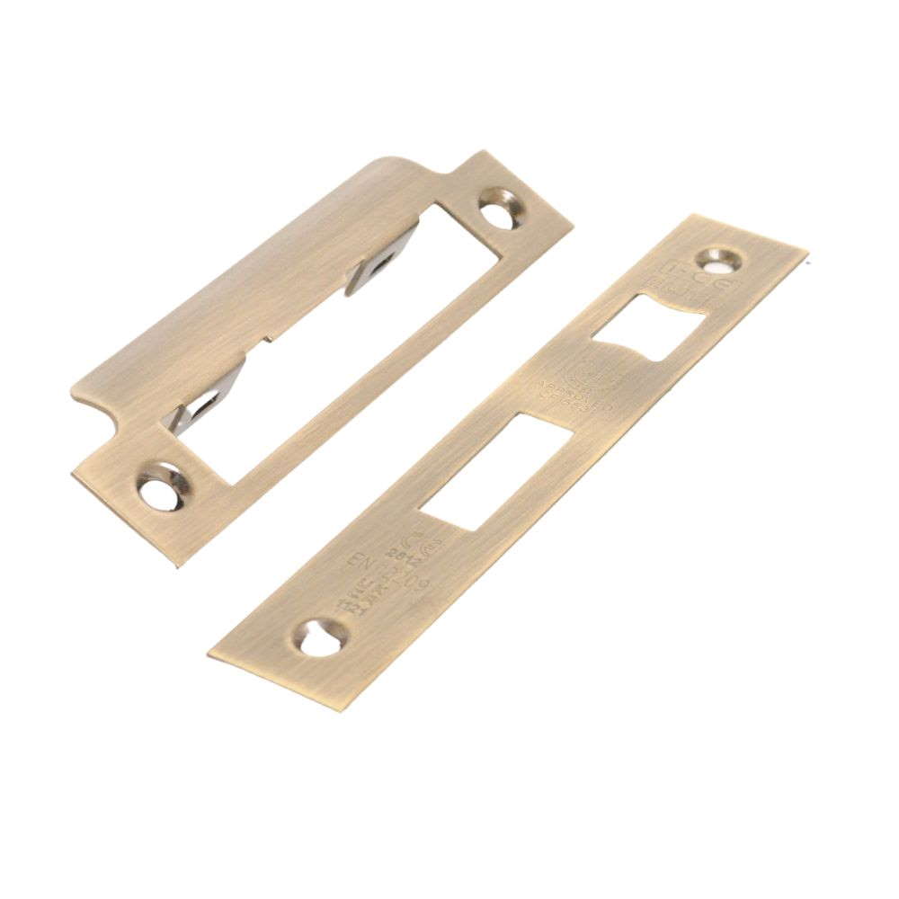 Antique Brass Conversion Plate & Keep for 3Lever Sash & Bathroom Lock
