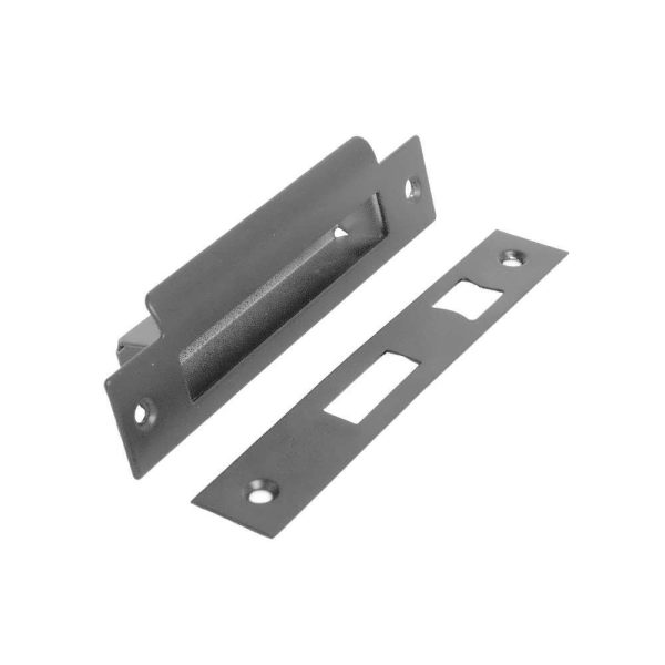 Matt Black Conversion Plate & Keep Box for 5Lever Sash & EURO Sashlock Case