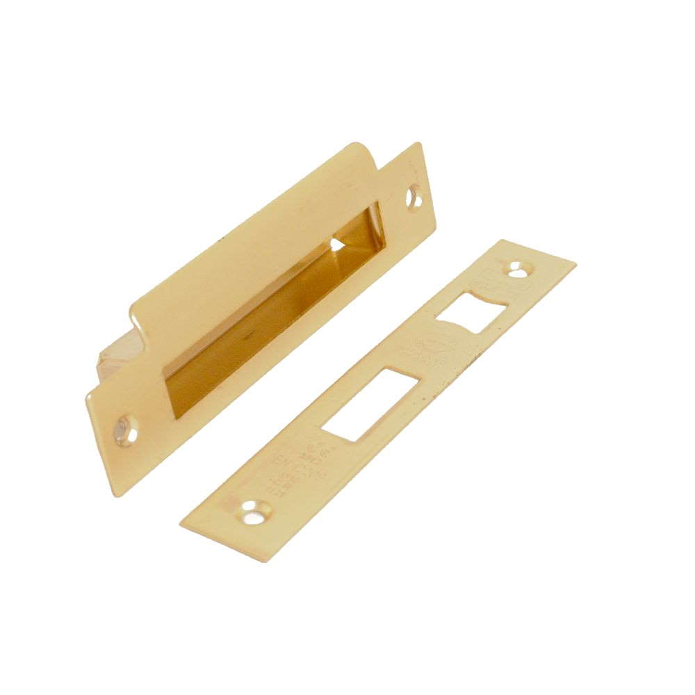 Satin Brass Conversion Plate & Keep Box for 5Lever Sash & EURO Sashlock Case
