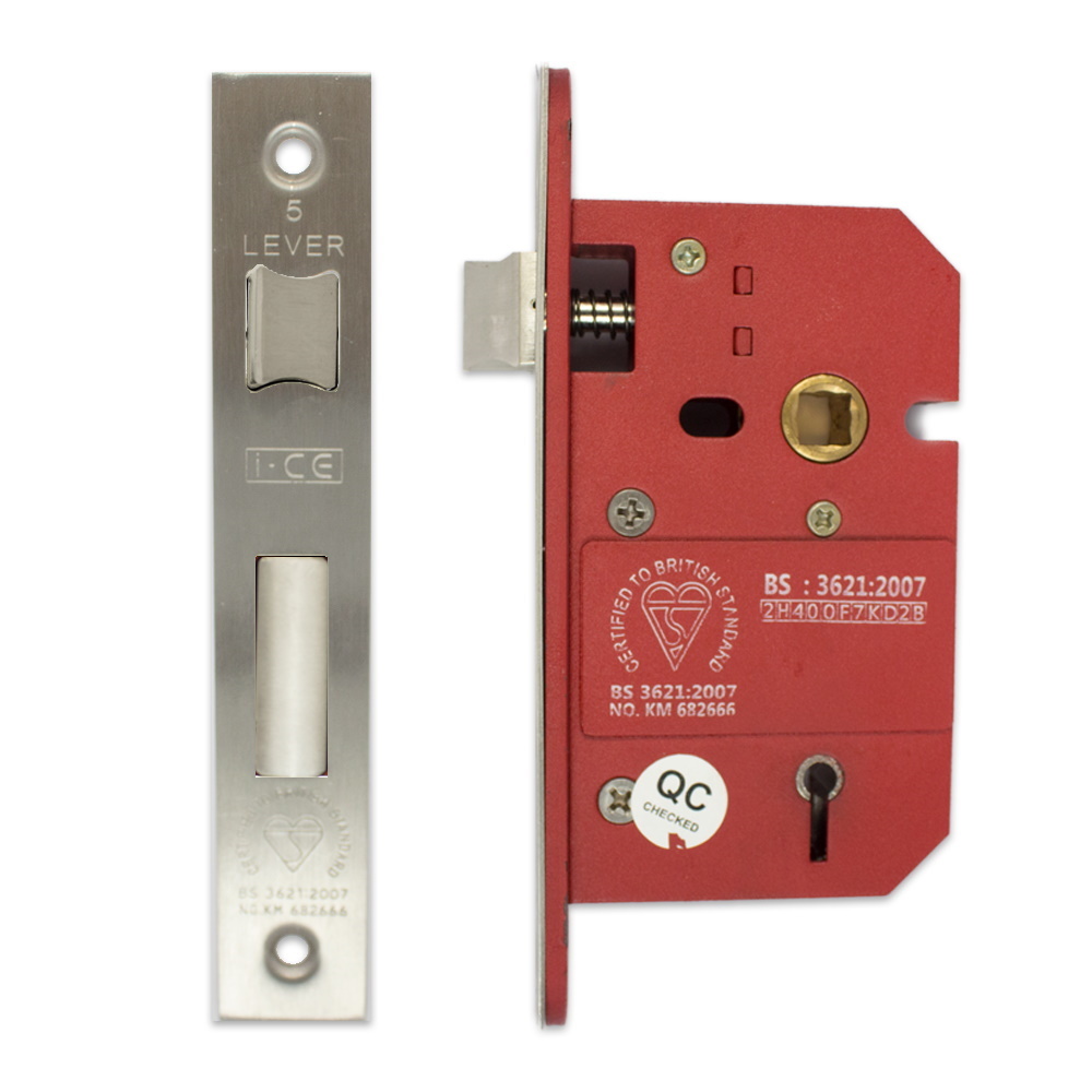 5 Lever Sashlock 63mm British Standard BS3621 Polished Stainless Steel