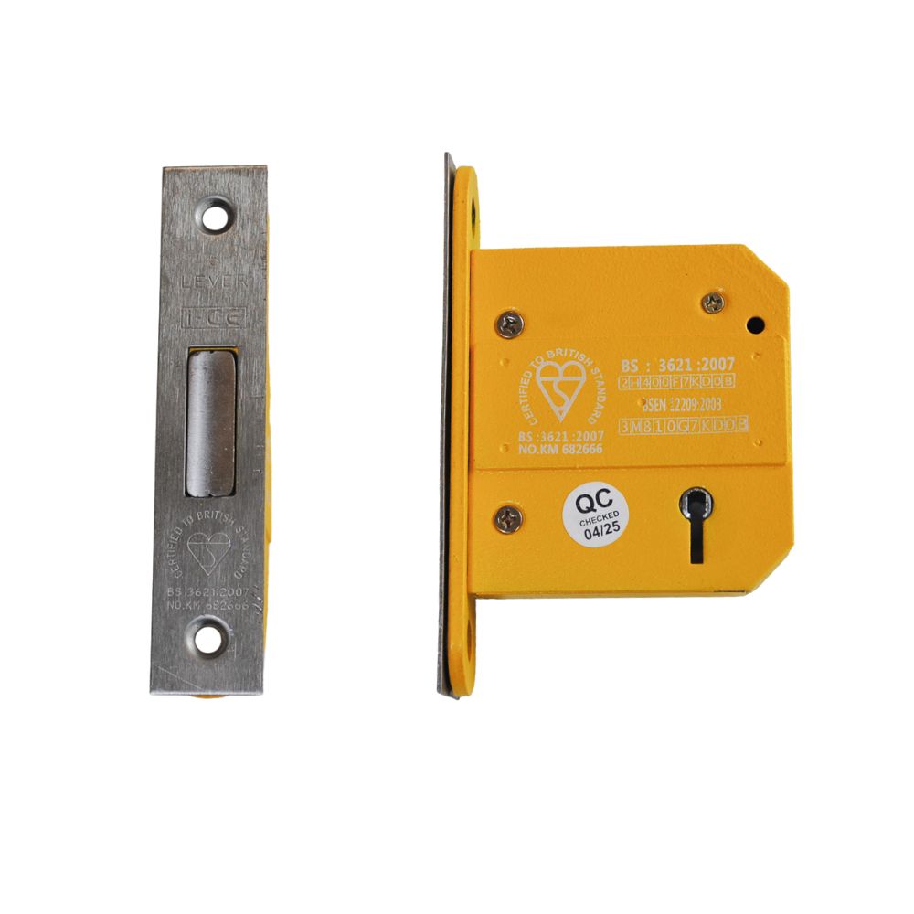 R-MOR 5 Lever Dead Lock 63mm British Standard BS3621 Satin Stainless Steel