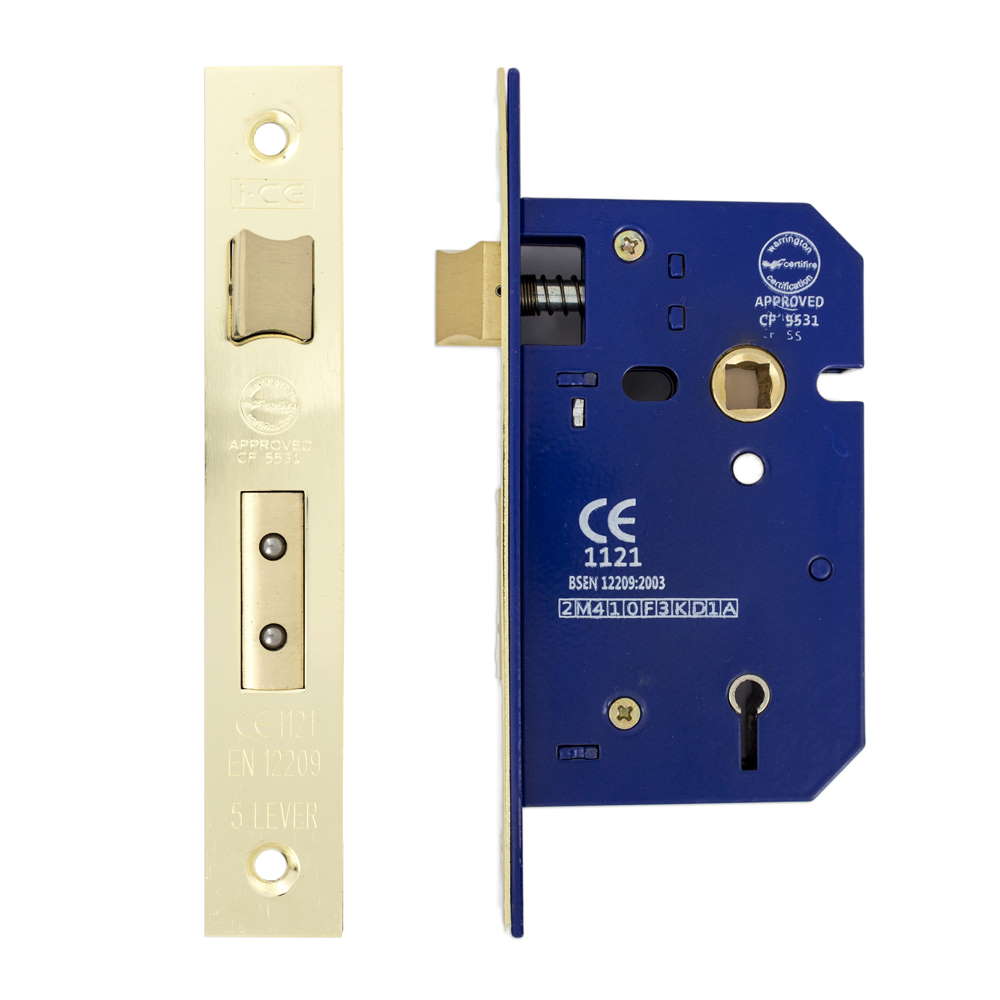 5 Lever Sashlock 63mm CE/UKCA Rated Satin Brass