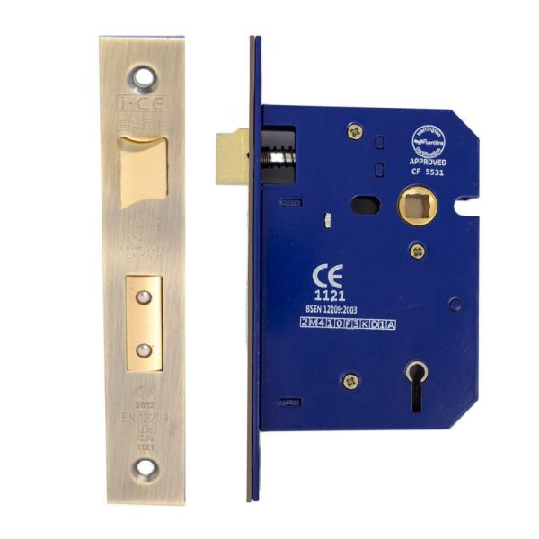 5 Lever Sashlock 75mm CE/UKCA Rated Antique Brass