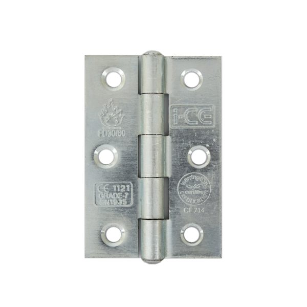 Spun Pin Butt Hinge 76mm CE/UKCA Rated Bright Zinc Plated