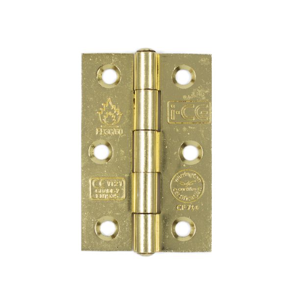 Spun Pin Butt Hinge 76mm CE/UKCA Rated Electro Brass