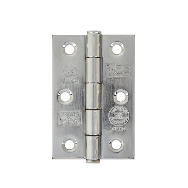 Button Tip Butt Hinge 76mm CE/UKCA Rated Chrome Plated