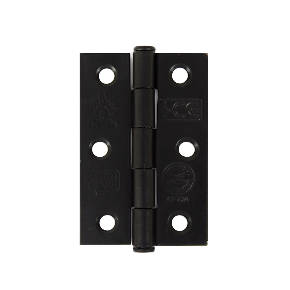 Button Tip Butt Hinge 76mm CE/UKCA Rated Black