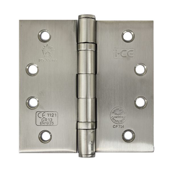 Stainless Steel Ball Bearing Hinge 100mm x 100mm CE/UKCA13 Rated Satin