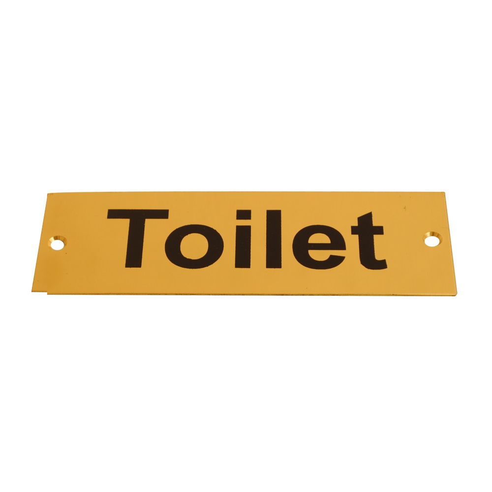 Sign Screen Printed Toilet Brass