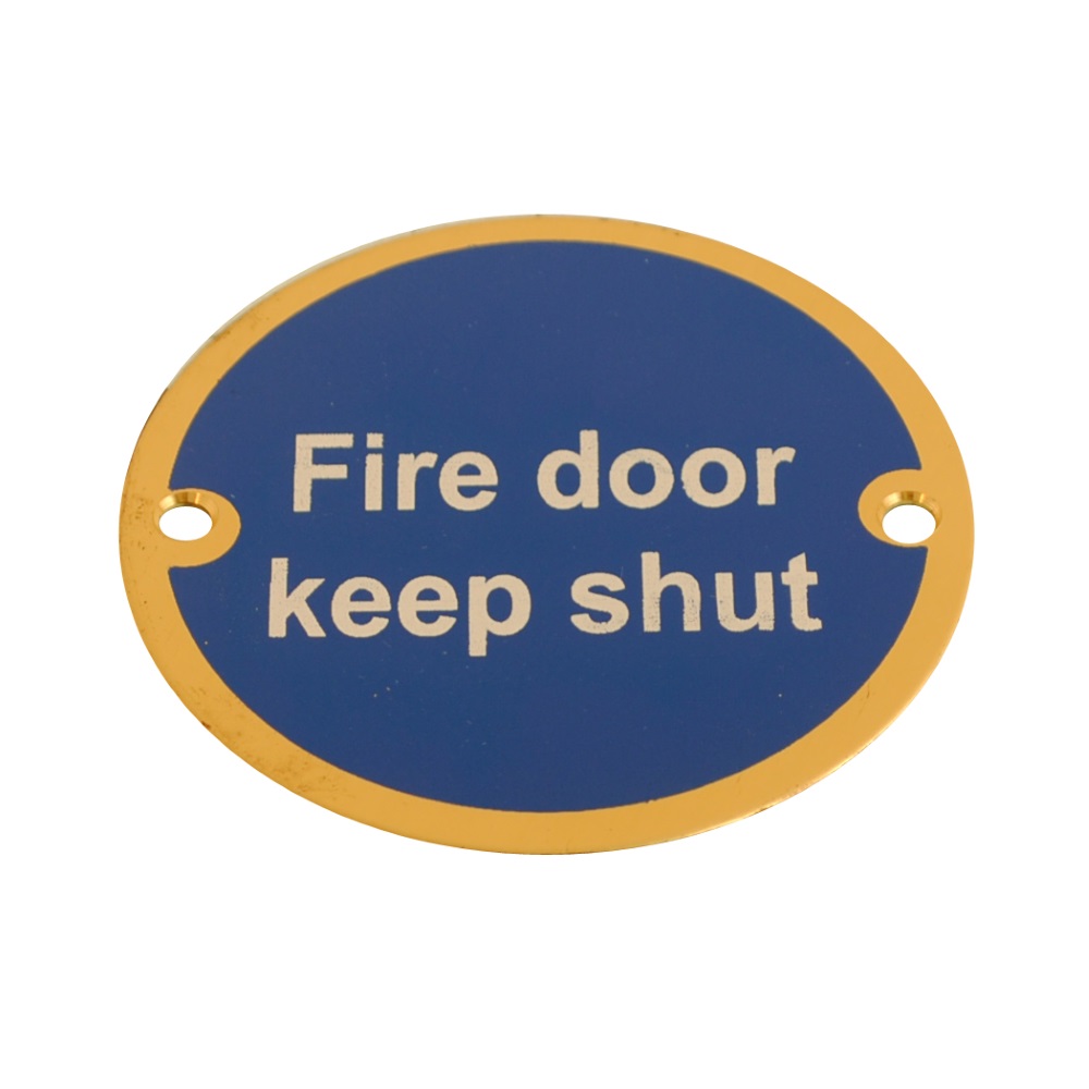 Disc Fire Door Keep Shut Brass 76mm