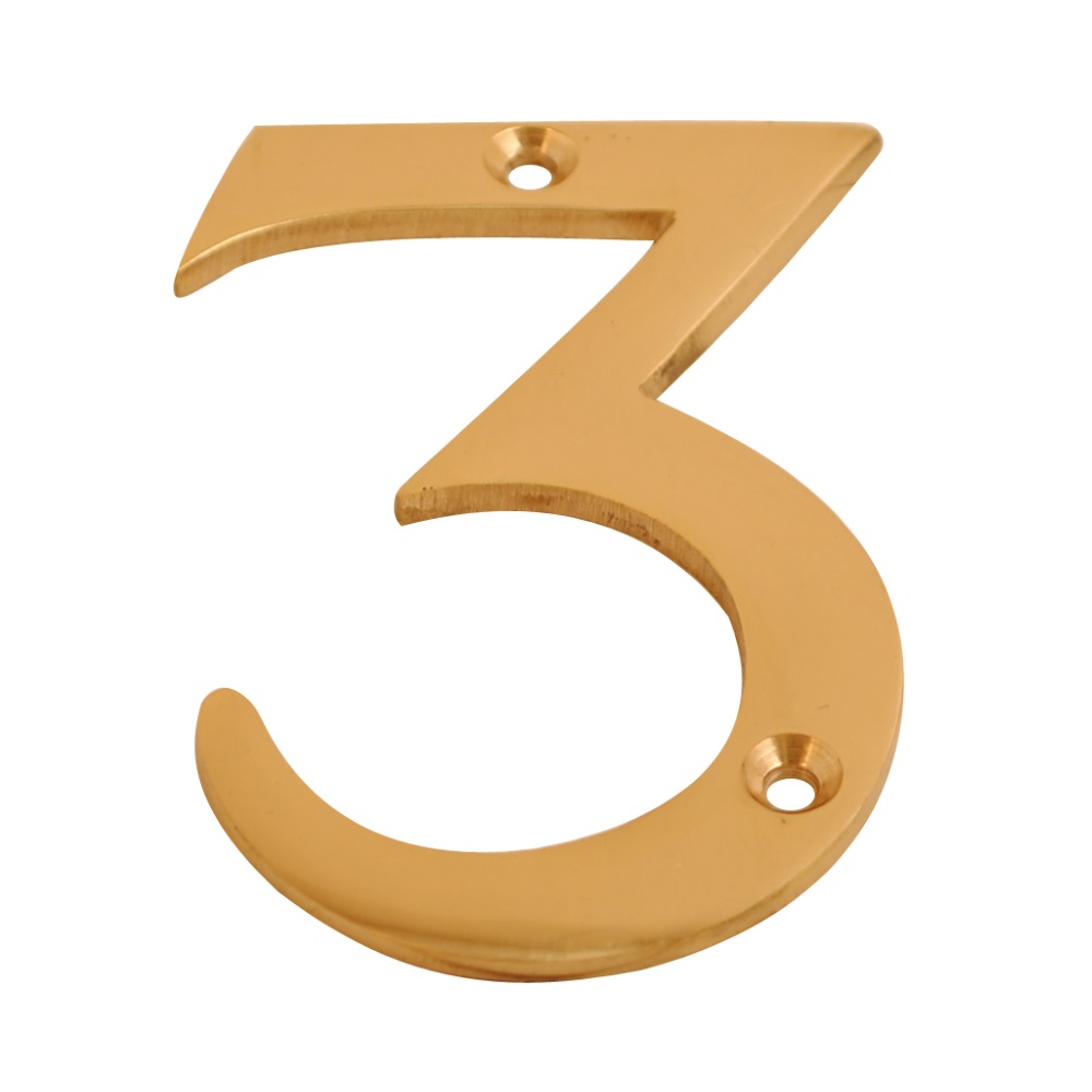 Numeral Figure 3 Brass 75mm (Retail Pack of 1)