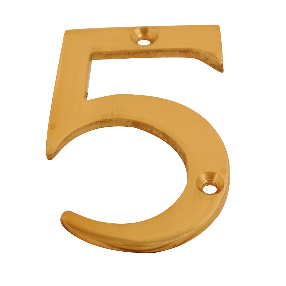 Numeral Figure 5 Brass 75mm (Retail Pack of 1)