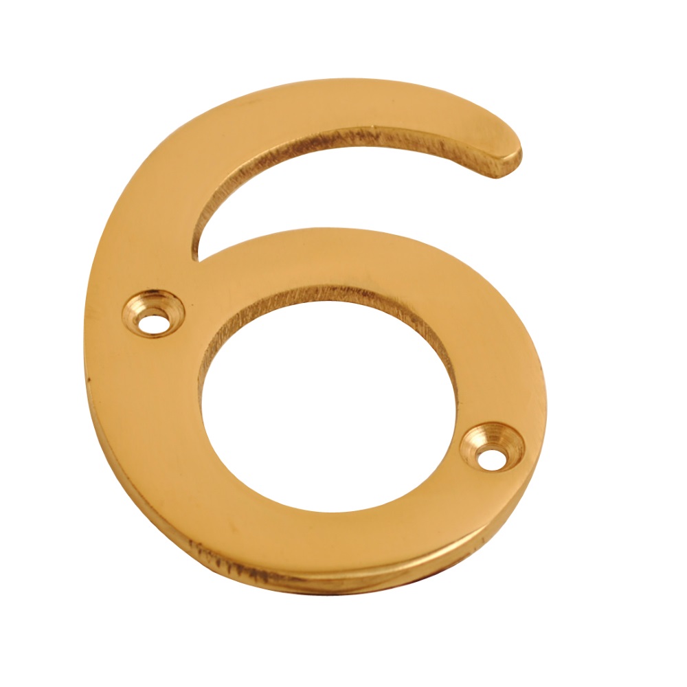Numeral Figure 6 Brass 75mm (Retail Pack of 1)