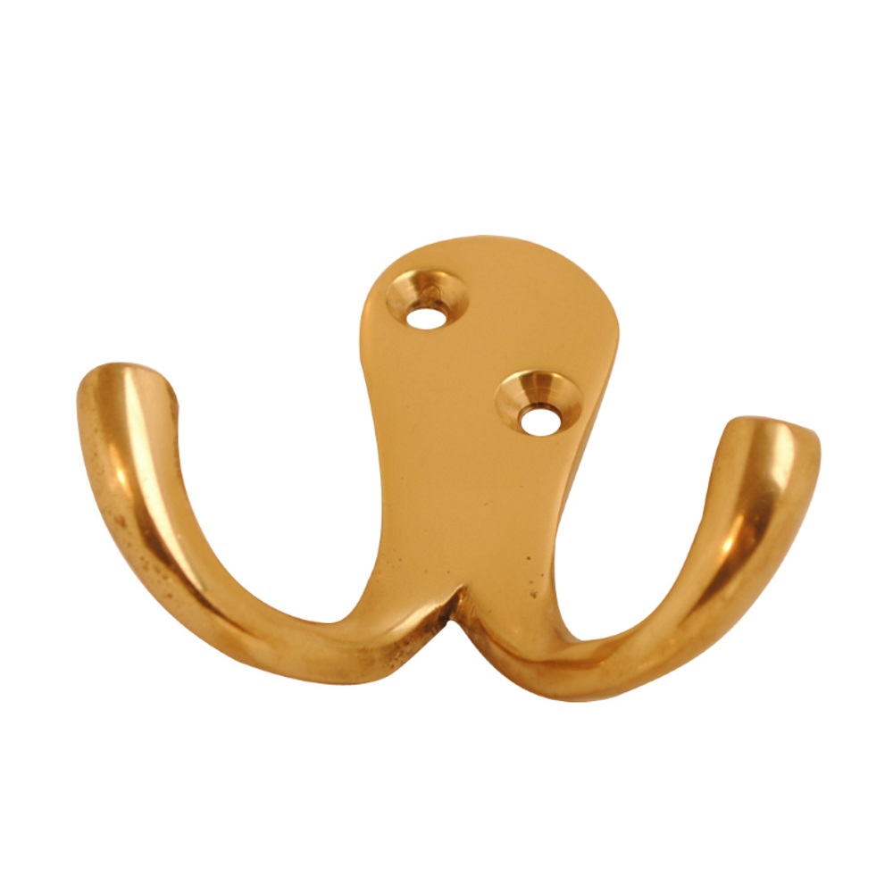 Double Robe Hook Polished Brass  (Retail Pack of 1)