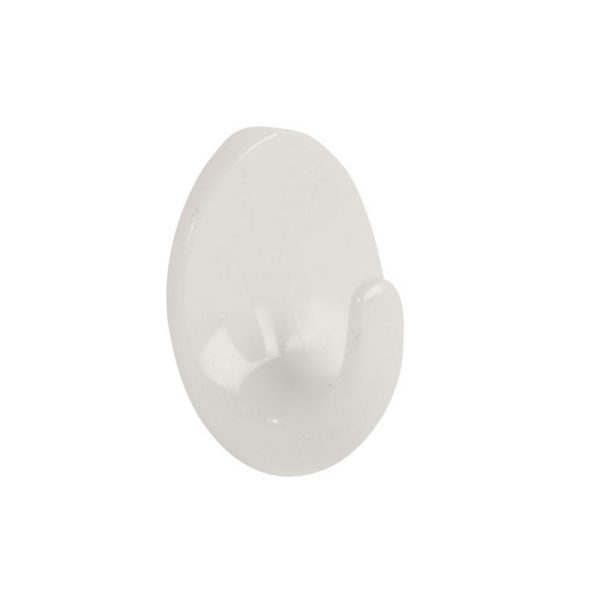 Oval Hook Medium Self Adhesive White (Retail Pack of 2)