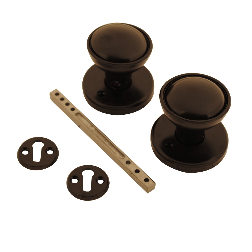 Rim/Mortice Knob Set Black
