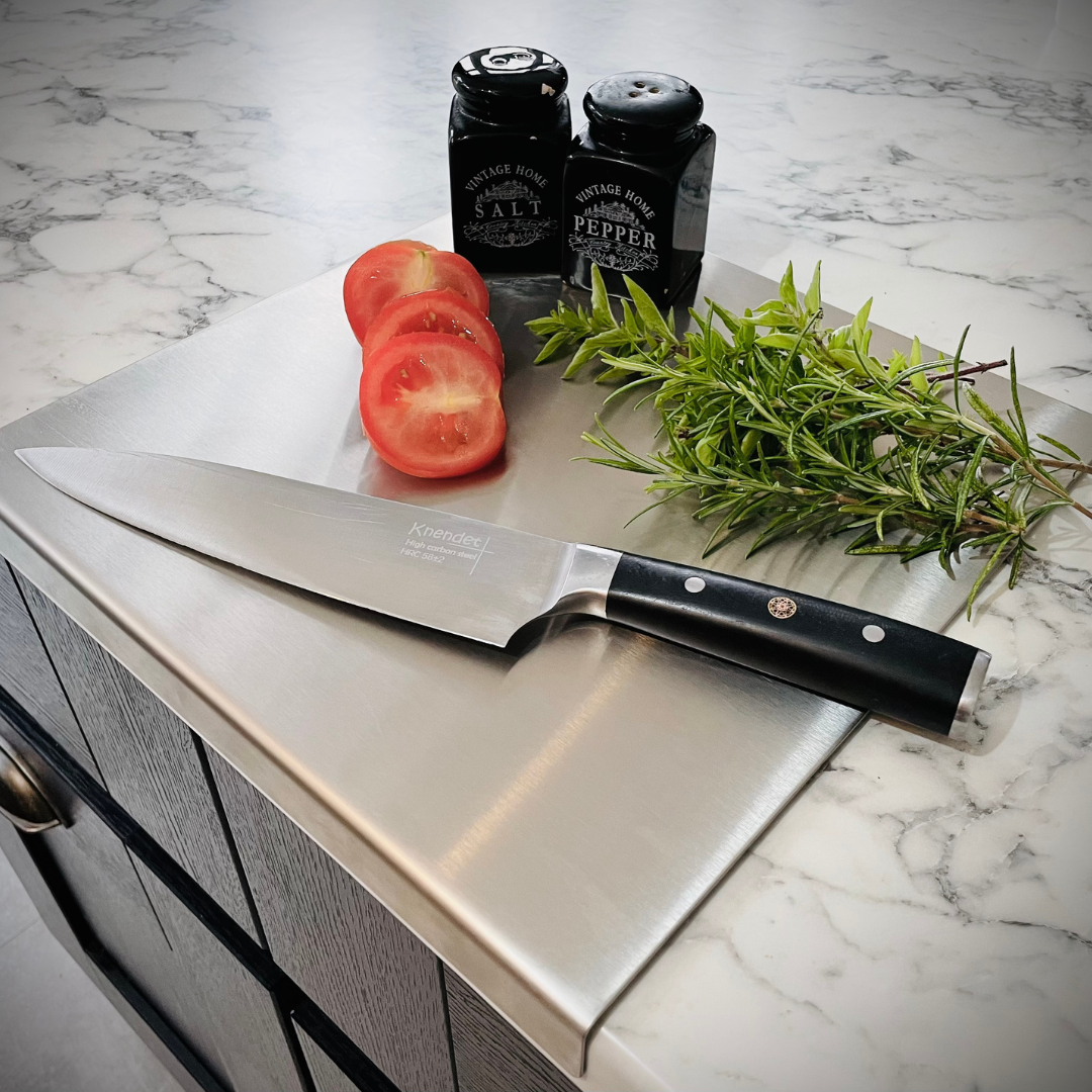 Satin Stainless Steel Chopping Board / Worktop Protector 400mm Wide  x 500mm Deep